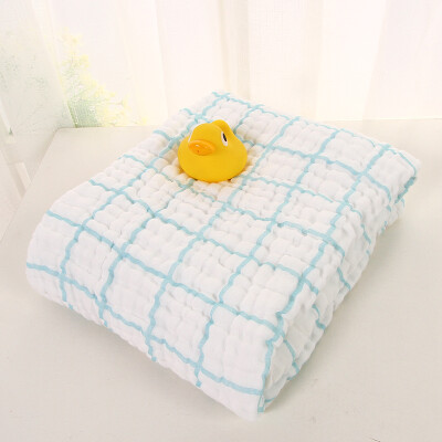 

WELLBER WELLBER baby elegant ya color 6 layer washed gauze towel light blue grid 115 115cm