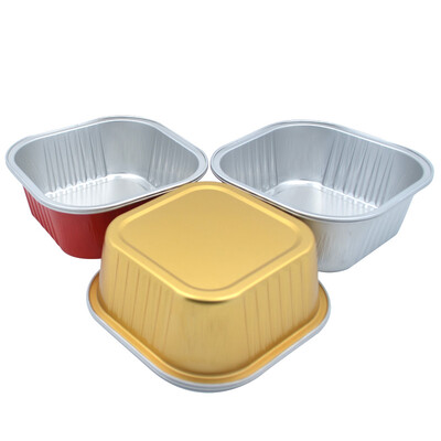 

Tour Quartet Bake Cup Square Pillow Box Aluminum Foil Cake Cup BBQ Bake Mold 6 Pack