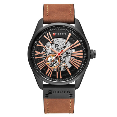 

CURREN 8299 Men Watch Brand Mechanical Tourbillon Watch Wristwatch Calendar Leather Automatic Self-wind Sports Clock