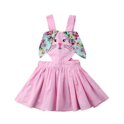 

Toddler Kids Baby Girl Bunny Ears Flower Sleeveless Dress Cotton Sundress 1-6Yrs