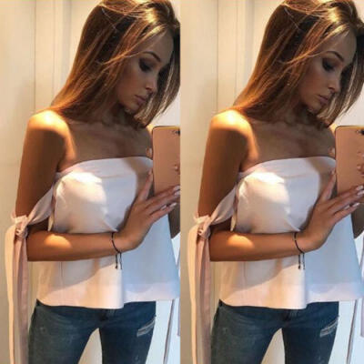 

Summer Women Casual Off Shoulder Tank Top Vest Blouse Sleeveless Crop Tops Shirt