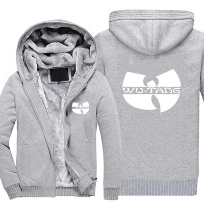 

2018 New USA SIZE Men Winter Autumn Hoodies Wu-Tang Clan pattern Fleece Coat Baseball Uniform Sportswear Jacket wool