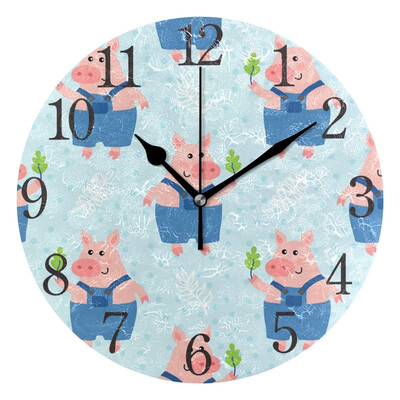 

Wall Clock Arabic Numerals Design Pig Pattern Round