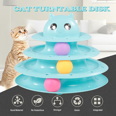 

3 Layers Cat Track Toy Tower Track Toy Interactive Trilaminar Turntable Plastic Crazy Ball Disk Toys for Kitten Cats