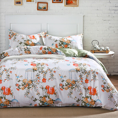 

Red wine cotton worsted printing four sets of summer flowers 15 meters bed