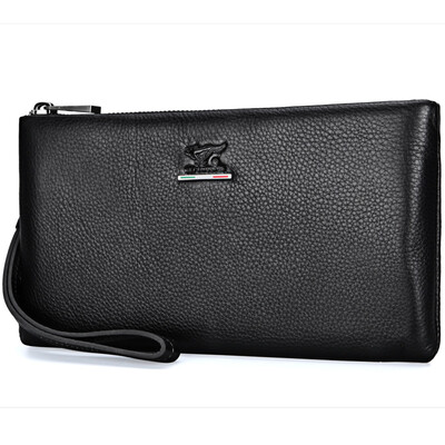 

Семь волков мужской рукой мешок большой емкости заголовок сцепления слой кожи моды человек сумка Envelope сцепления сумка черный 1A1561055-01