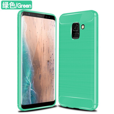

Fivice Samsung Galaxy A8 plus 2018 case Brushed carbon fiber silicone anti-fall soft shell phone case