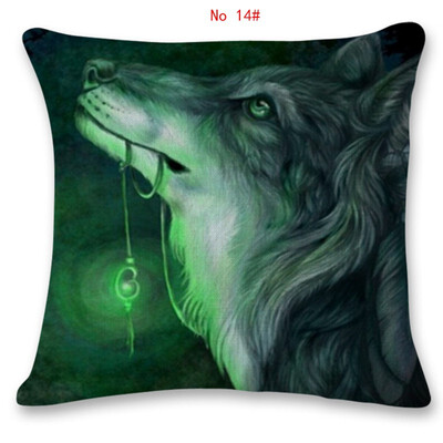 

45cm45cm Animal wolf pattern linen cotton pillow case sofa cushion cover animal design square decorative pillow cover