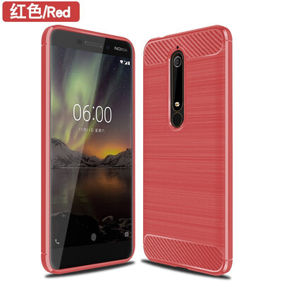 

Fivice Nokia 6 2018 case Brushed carbon fiber silicone anti-fall soft shell phone case