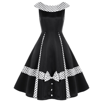 

Polka Dot Sleeveless Tea Length Dress