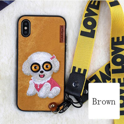 

New iphone8 Case Embroidery Cute Mobile Phone Shell Cartoon Animal iPhone XS Phone Case