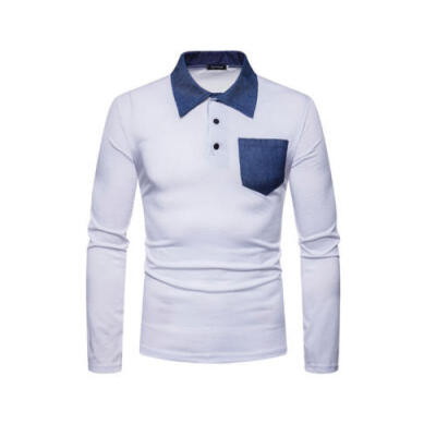 

Mens Casual T-Shirt Lapel Pocket Clothing Long Sleeve Collar Polo Pullover Tops