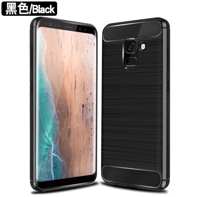 

Fivice Samsung Galaxy A8 plus 2018 case Brushed carbon fiber silicone anti-fall soft shell phone case