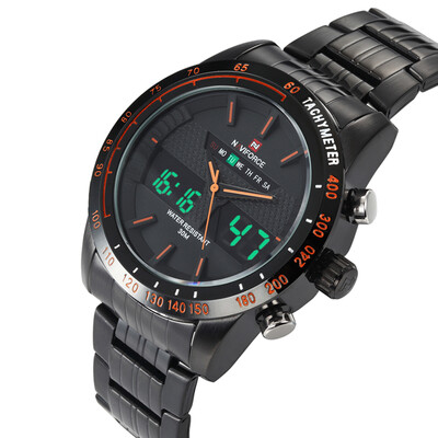 

NEW LED Day Date Alarm Dual Time Steel Sport Wrist Mens Watch Backlight BK 11LU