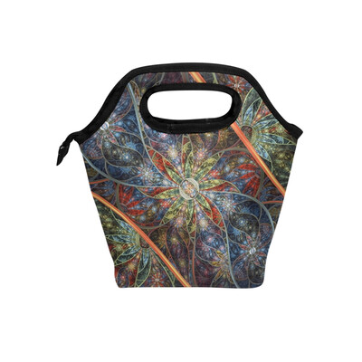 

Insulated Lunch Tote Bag Mystery Pattern Travel Picnic Lunch Handbags Portable Zipper Lunch Bag Box