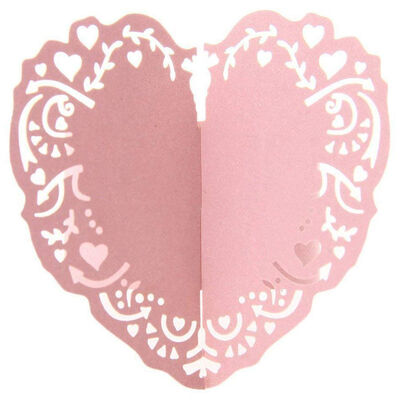 

UpperX 50pcs Round Ring Napkin Heart Paper Decoration Table for Wedding - Pink