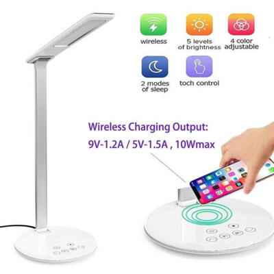 

USB Charge LED Desk Lamp QI Wireless Phone Charger Home Decor Reading Light US