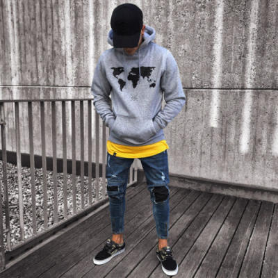 

New Men Slim Moto Biker Denim Jeans Skinny Frayed Pants Distressed Rip Trourser