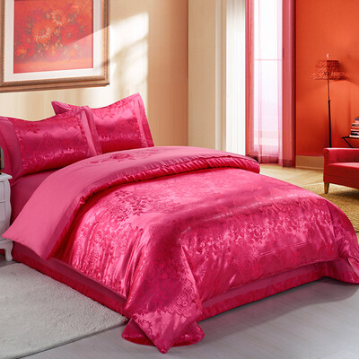 

Yu Guang home textiles four sets of cotton jacquard satin sets of wedding sheets four sets of love style 245 260