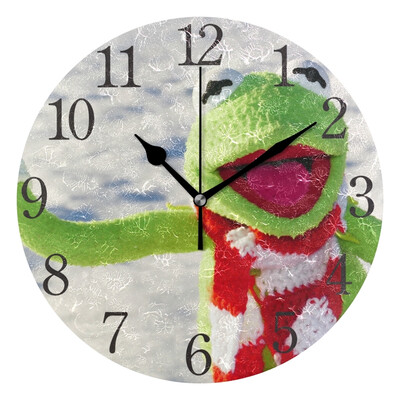 

Wall Clock Arabic Numerals Design Snow Cold Winter Frog Round