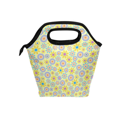 

Insulated Lunch Tote Bag Small Floral Travel Picnic Lunch Handbags Portable Zipper Lunch Bag Box