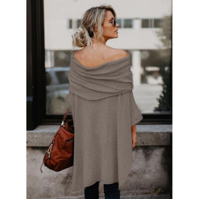 

US Stock Womens T-Shirt Loose Blouse Shirt Lady Batwing Asymmetrical Tops Jumper