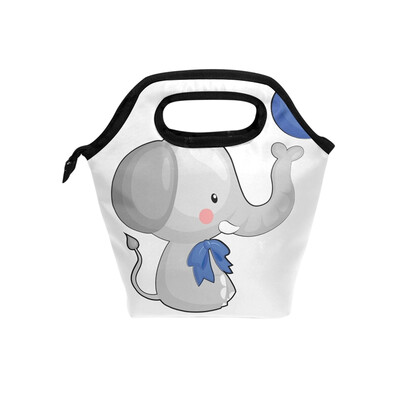 

Lunch Bag Balloon Elephant Tote Travel Picnic Insulated Handbags Portable Zipper Lunch Bag Box