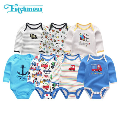 

7PCSLot Unicorn Full Sleeve Newborn Baby Girls Clothes Rompers Babywear Bodysuists One Pieces Baby Boys Clothes Cotton O-Neck