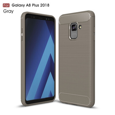 

Fivice Samsung Galaxy A8 plus 2018 case Luxury brushed carbon fiber TPU soft shell