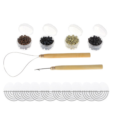 

Hair Extension Tool Set 400Pcs Silicone Micro Beads 10 Pcs Protector Shield Pulling Needle Ring Needle Hairdressing Makeup K