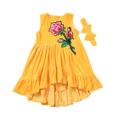 

Newborn Baby Girls Kids Floral Tutu Party Dress Velvet Ruffle Outfits Dresses