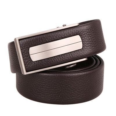 

Cow head mens belt automatic buckle leather wearing business belt mens first layer leather leather belt mens 7206 style a dark coffee color