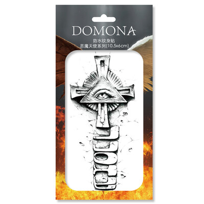 

(DOMONA) waterproof tattoo paste demon angel series 8 piece (10.5x6cm) (waterproof breathable, wings, cross, silver fox)