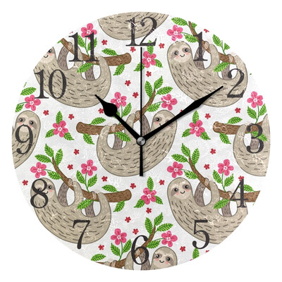 

Wall Clock Cute Cartoon Sloth Round Wall Clock Arabic Numerals Design