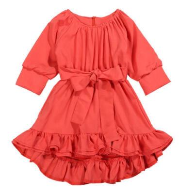 

Children Baby Girls Dress Ruffles Sleeve Party Dress Casual Sundress Clothes