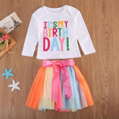 

Baby Girl Kid Toddler ITS MY Birthday T-shirttutu Skirt Dress Outfit Clothing