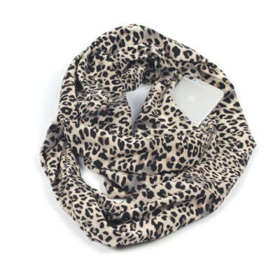 

50 180cm Fashion Women Winter Thermal Active Infinity Scarf With Zip Pocket UK