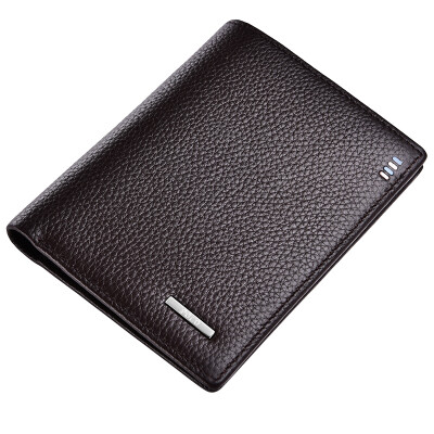 

POLO men lychee pattern money chuck layer of leather short paragraph wallet 020602 black vertical section