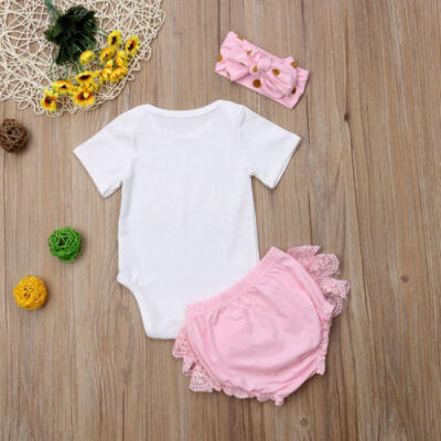 

3PCS Newborn Baby Girl Party Outfit Clothes Tops RomperTutu Shorts Pants Set AU