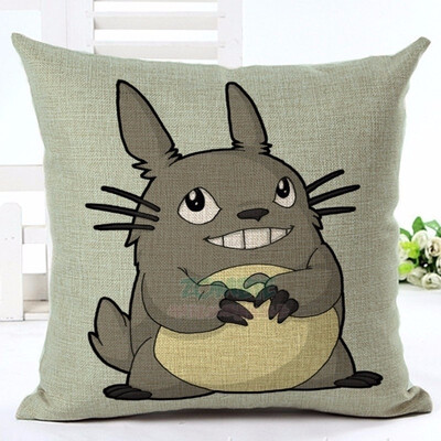 

Hayao Miyazaki Style 4545cm Home Decorative Pillow Totoro Printed Throw Pillow Car Home Decor Linen Cotton Cushion Cojines