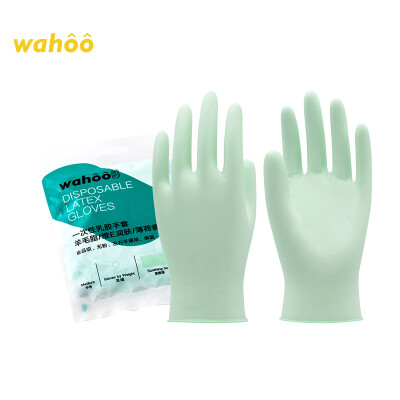 

Wahoo wow care imported dimension E moisturizing disposable latex gloves thickening 57g  code 2 double bag mint flavor food catering beauty kitchen oral medical household protective gloves