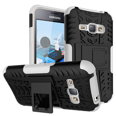 

Fivice Samsung J1 2016 Case TPU anti-fall tire pattern back clip bracket phone case