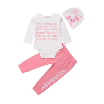 

3PCS Newborn Baby Girl Romper BodysuitPants Leggings Cotton Outfits Clothes Set