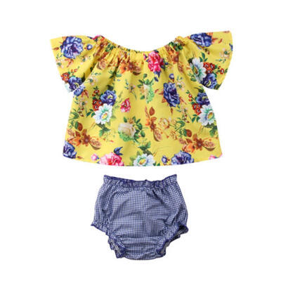 

Newborn Toddler Baby Girls Off Shoulder Floral Tops Shorts 2Pcs Outfits Clothes
