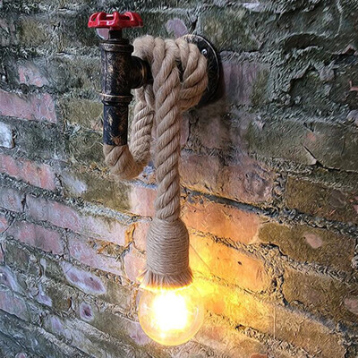 

E27 E26 Base Nordic Hemp Rope Twine Retro Antique Dangling Lamp Vintage Wall Light Fixtures
