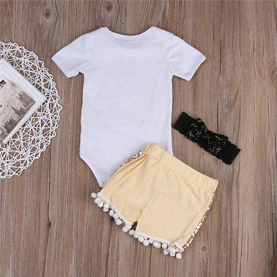 

Casual Toddler Baby Kids Boys Clothes Set Romper TopsShorts Pants 3PCS Outfits