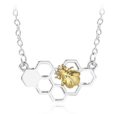 

Fashion Honeycomb Bee Animal Pendant Necklace Jewelry Women Prom Gift Flowery