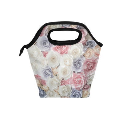 

Colorful Rose Lunch Bag Tote Bag Travel Picnic Organizer Lunch Holder Handbags Lunch Bag Box