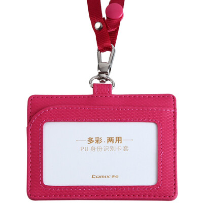 

Comix A7929 colorful cross-use dual-use PU identification card sets work permit card card rose red