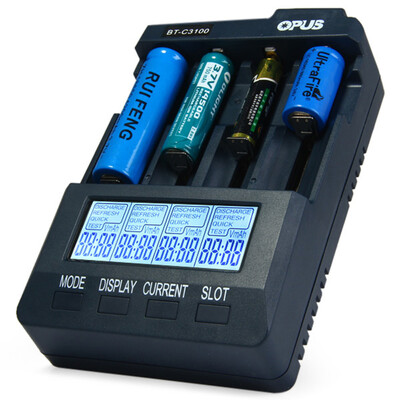 

Opus BT - C3100 V22 Digital Intelligent 4 Slots LCD Battery Charger for Li-ion NiCd NiMh Batteries